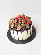 Berry Fig Drip Cake | Chocolate Drip Fresh Fruit Cake