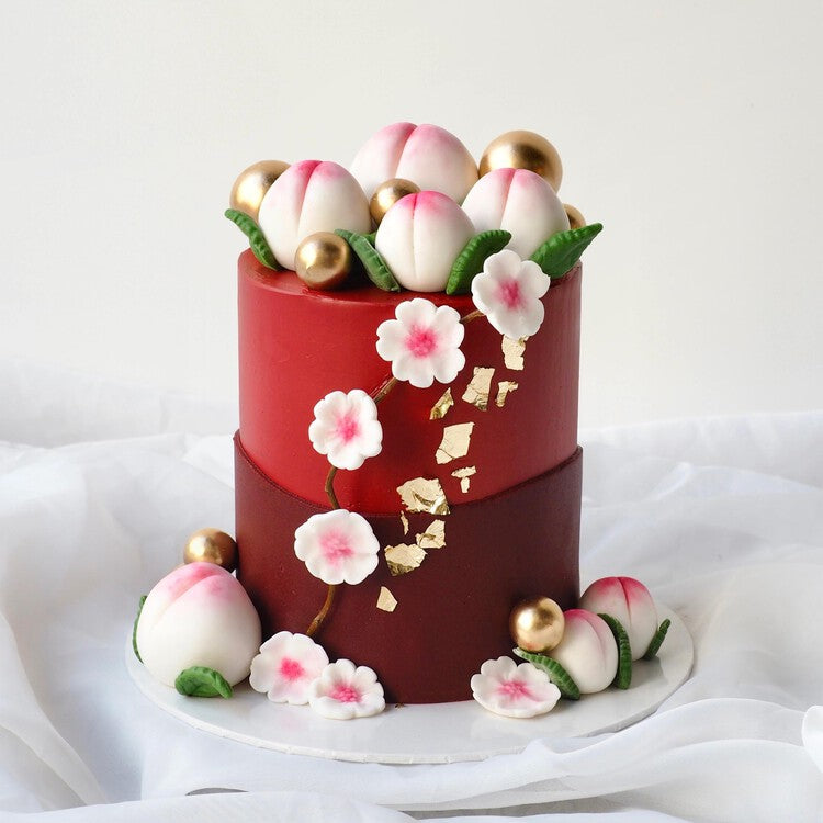 Peach Prosperity Cake | Elderly Mum Birthday Cake