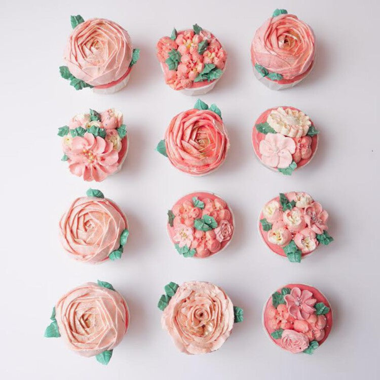 Sunset Floral Buttercream Cupcakes| Elegant Birthday Cupcakes