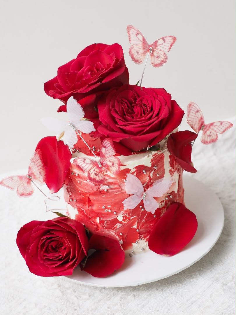 Amara | Red Rose Butterfly Cake