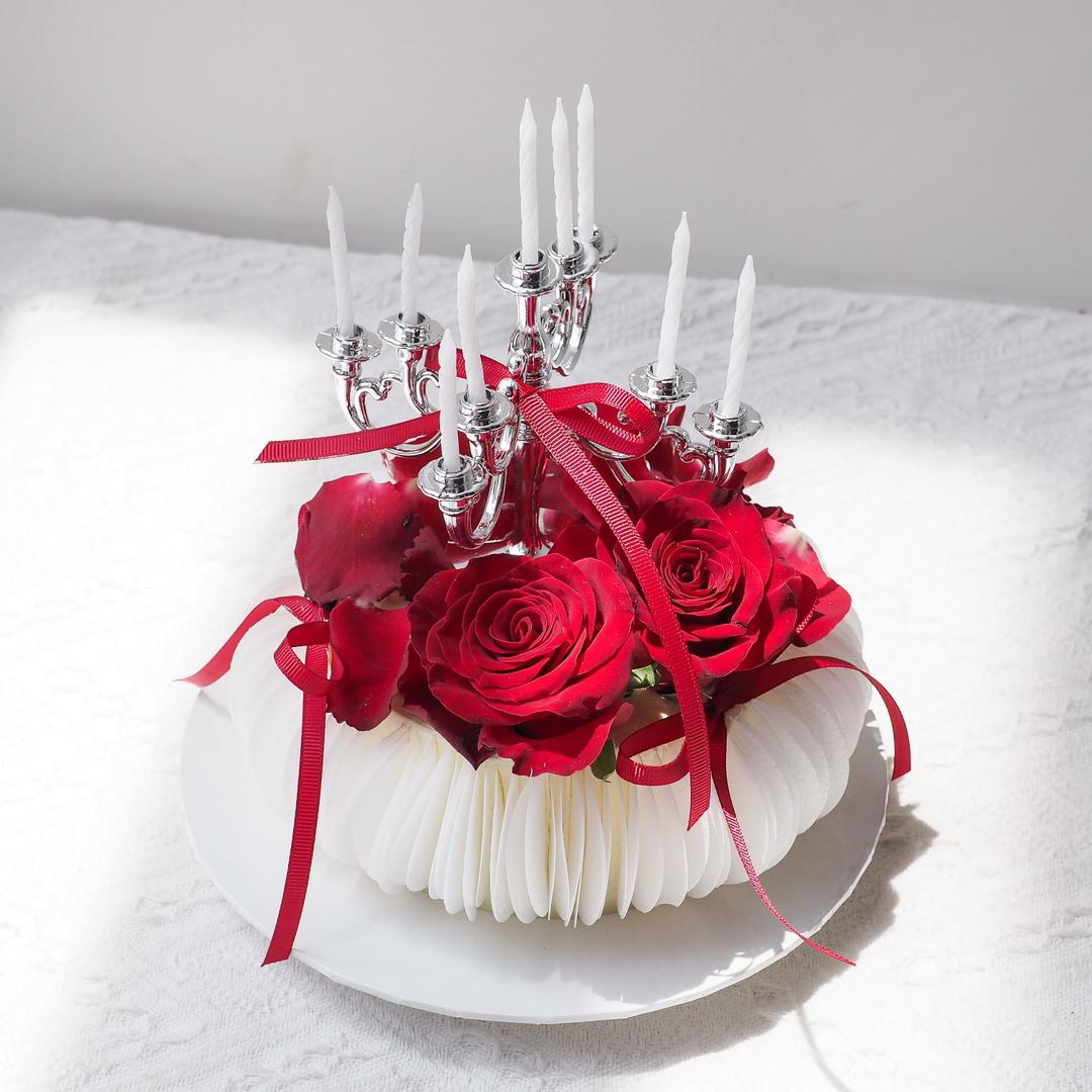 Red Wafer Romance | Romantic Red Rose Cake