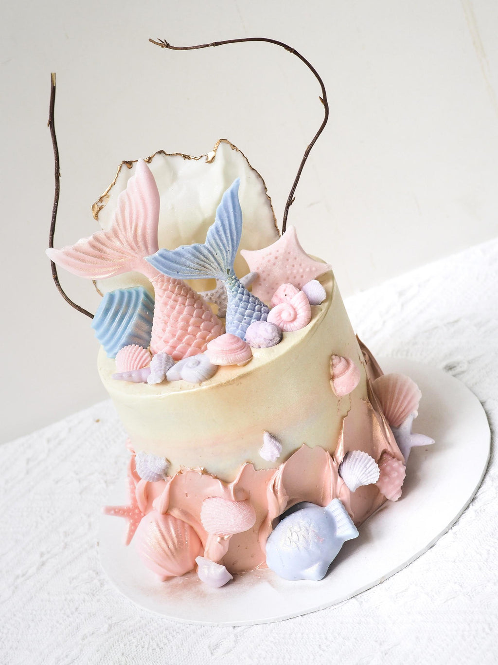 Pastel Pink Mermaid Cake | Mermaid Birthday Cake