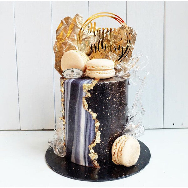Grayson Cake | Black Gold Marble Birthday Cake