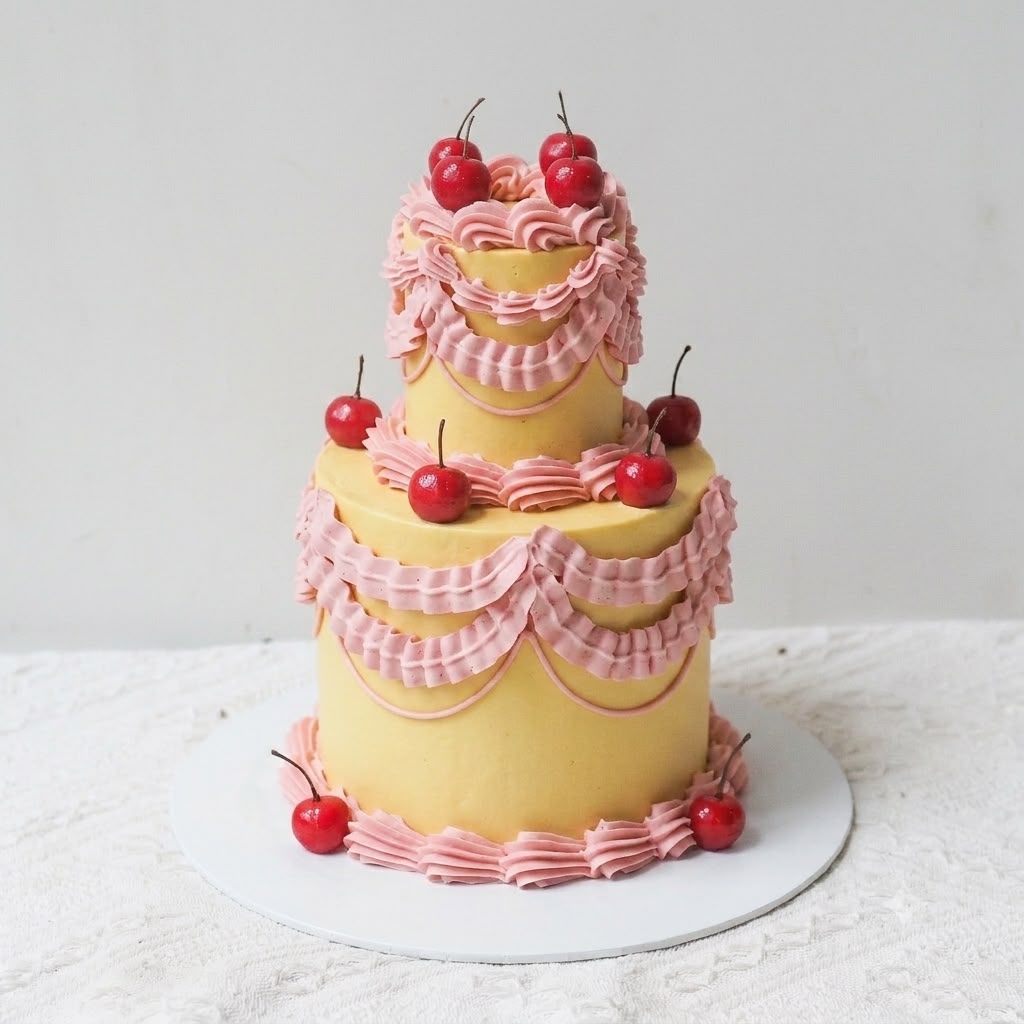 Cherry Belle Cake | Mini 2 Tier Female Vintage Cake