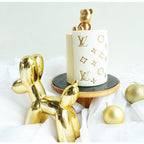 Gold Monogram Bear Cake | Designer Bear Birthday Cake