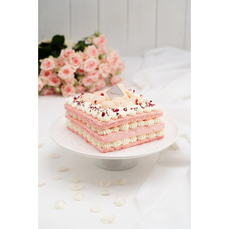 Rose Lychee Cake | Fruit Sponge Birthday Cake