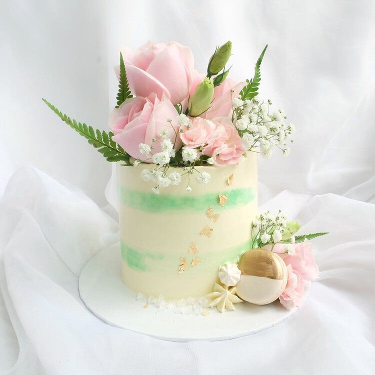Jade Cake | Green Pink Rose Birthday Cake