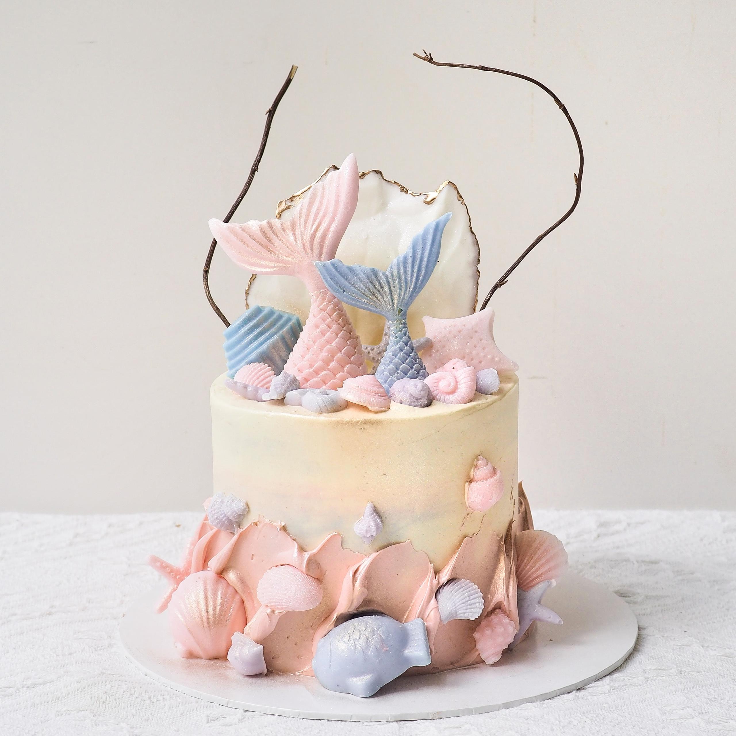 Pastel Pink Mermaid Cake | Mermaid Birthday Cake