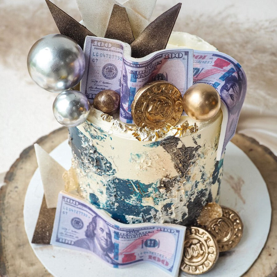 Blue Bucks Cake | Money Theme Birthday Cake