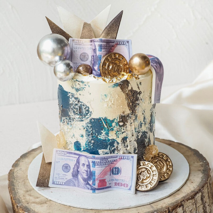 Blue Bucks Cake | Money Theme Birthday Cake