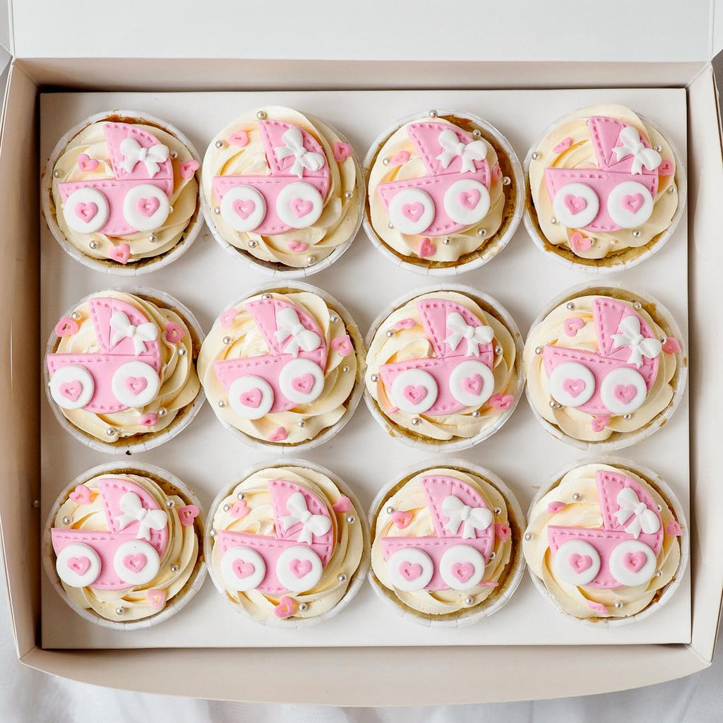Pink Baby Pram Cupcake Set