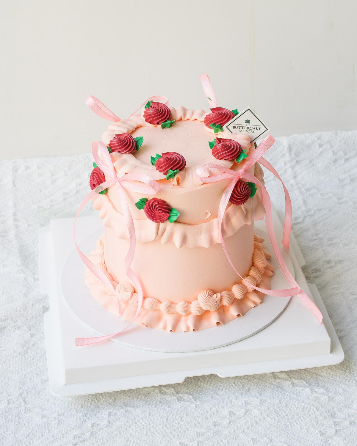 Pink Rose Ribbon Cake | Pink Ribbon Birthday Cake – The Buttercake ...