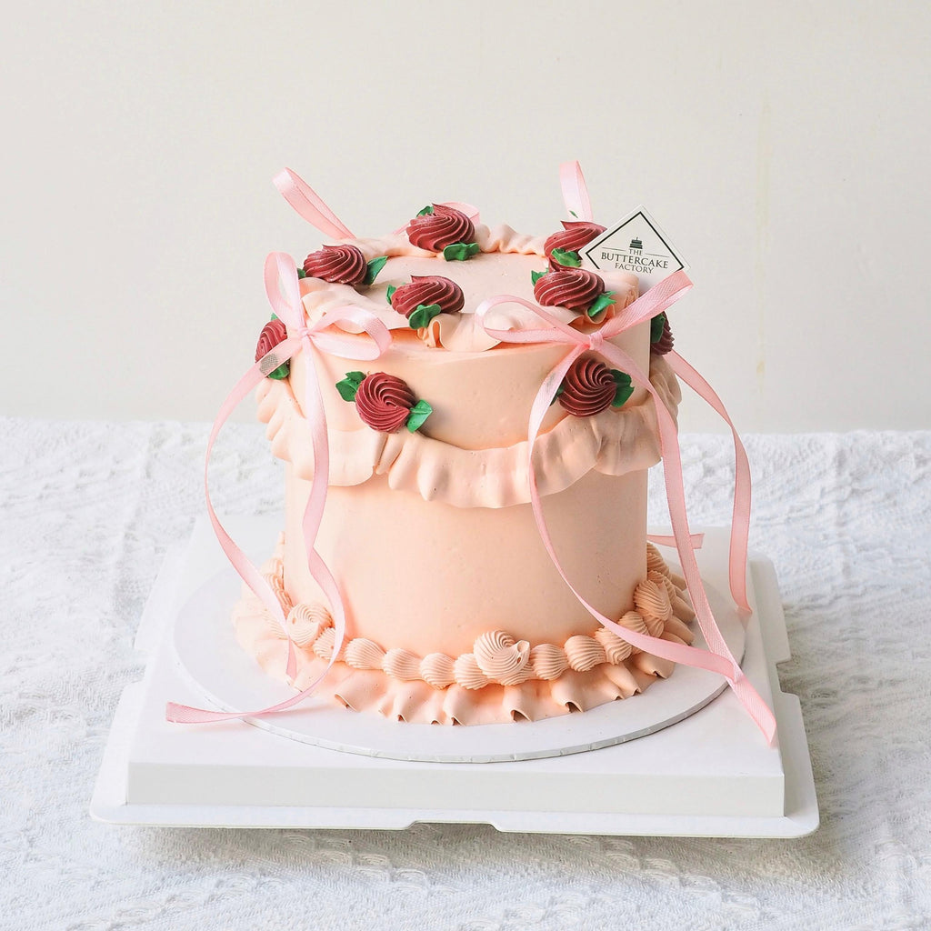 Pink Rose Ribbon Cake | Pink Ribbon Birthday Cake