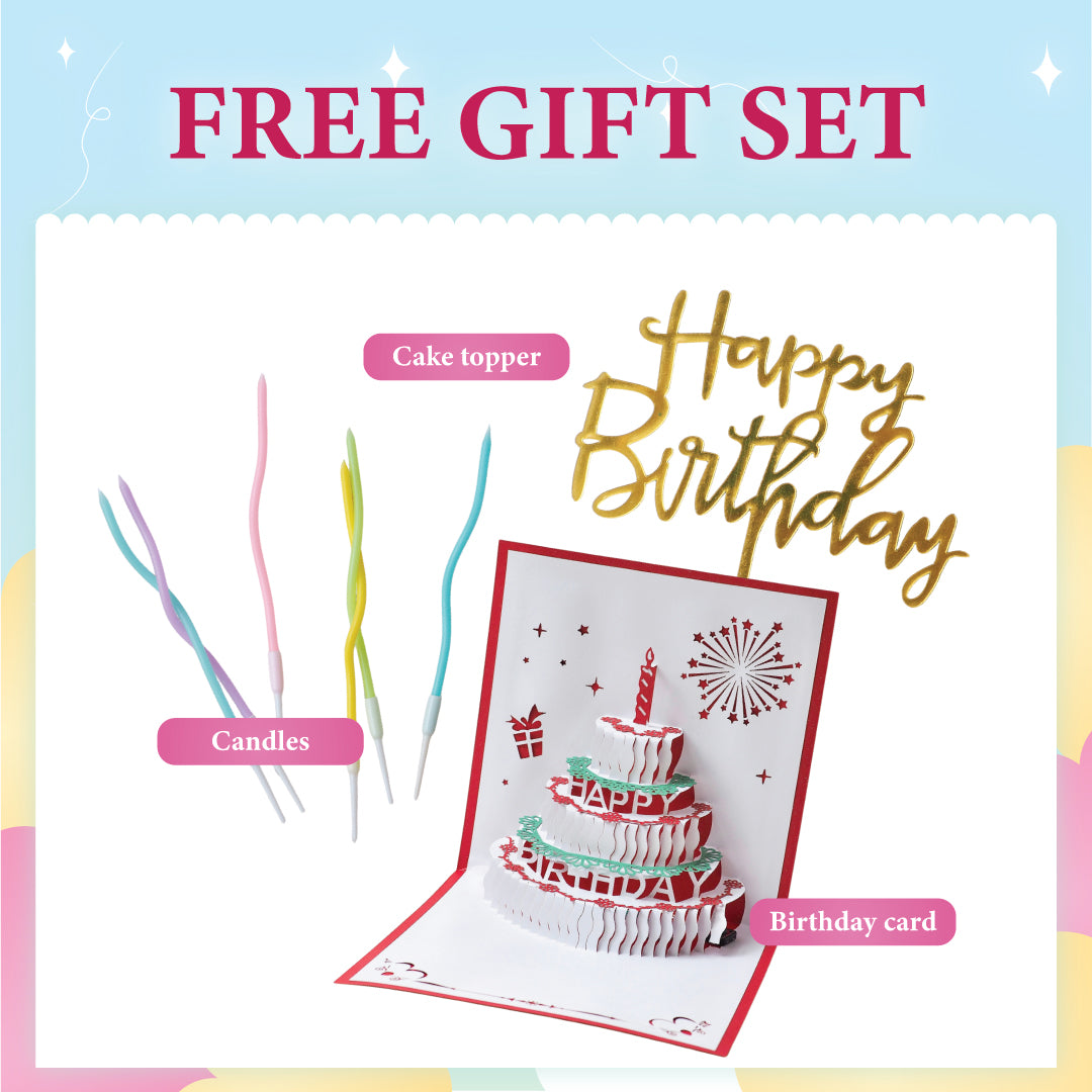 [FREE GIFT] Cake topper, candles and birthday card set