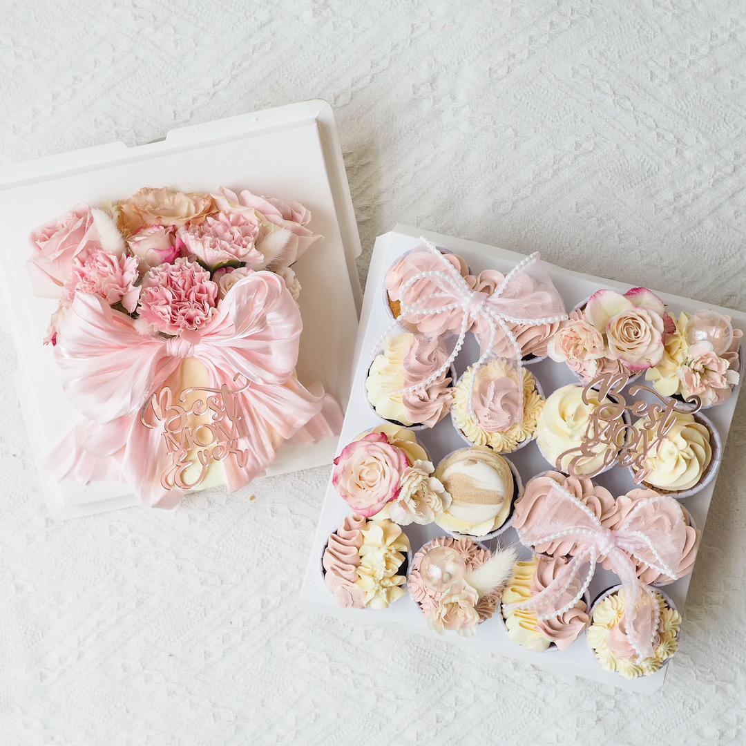 Petals & Pearls Set | Mother’s Day Cake & Mini Cupcakes