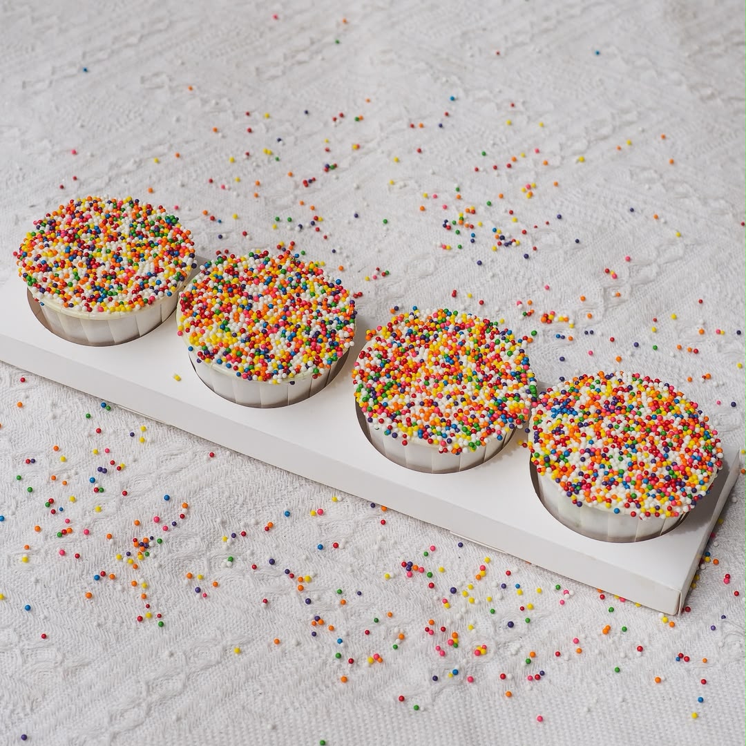 Rainbow Dot Sprinkle Cupcake | Confetti Cupcake Set Add On
