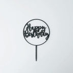 Happy Birthday Round Topper (Black)