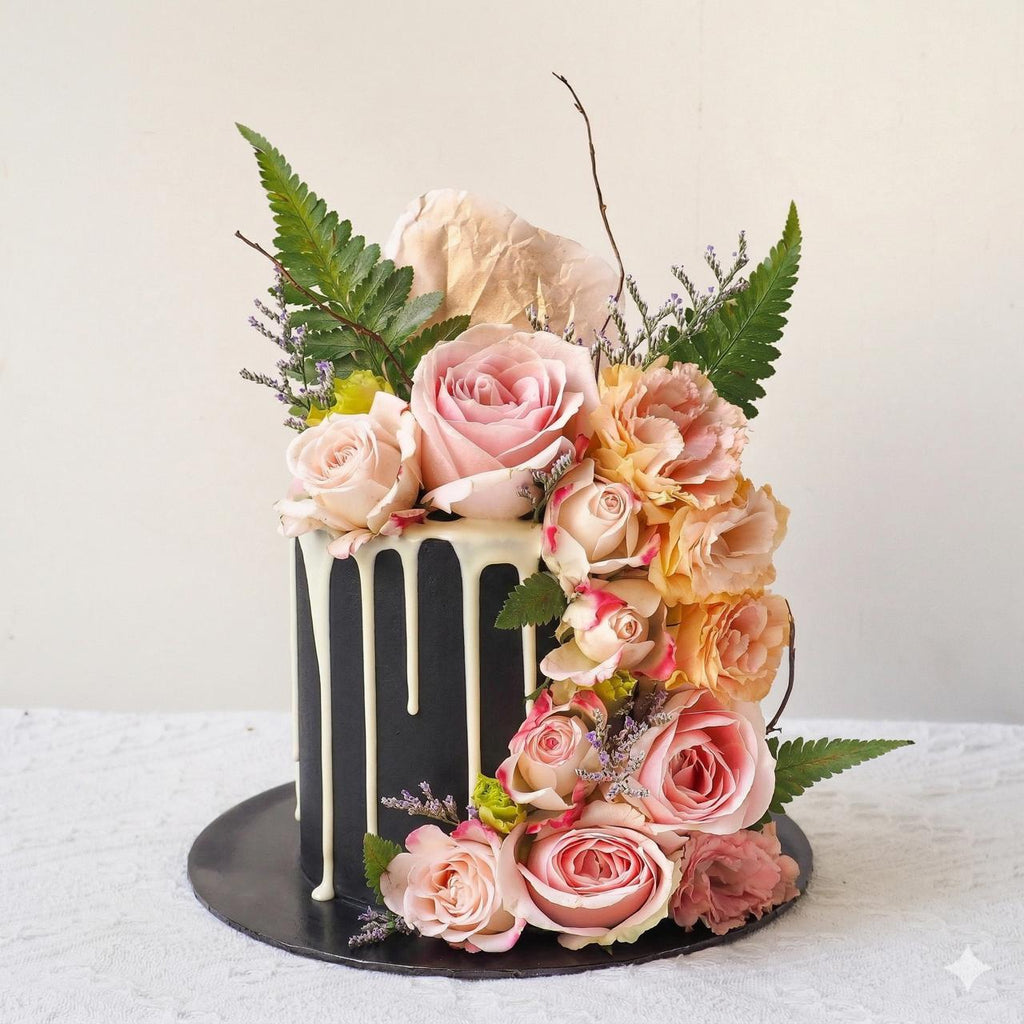 Black Floral Cake | Floral Theme