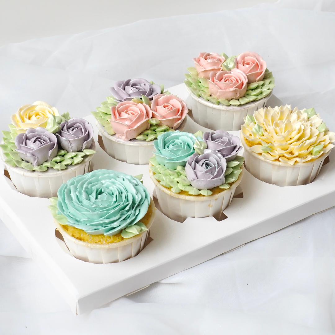 Buttercream Floral Pastel Cupcake