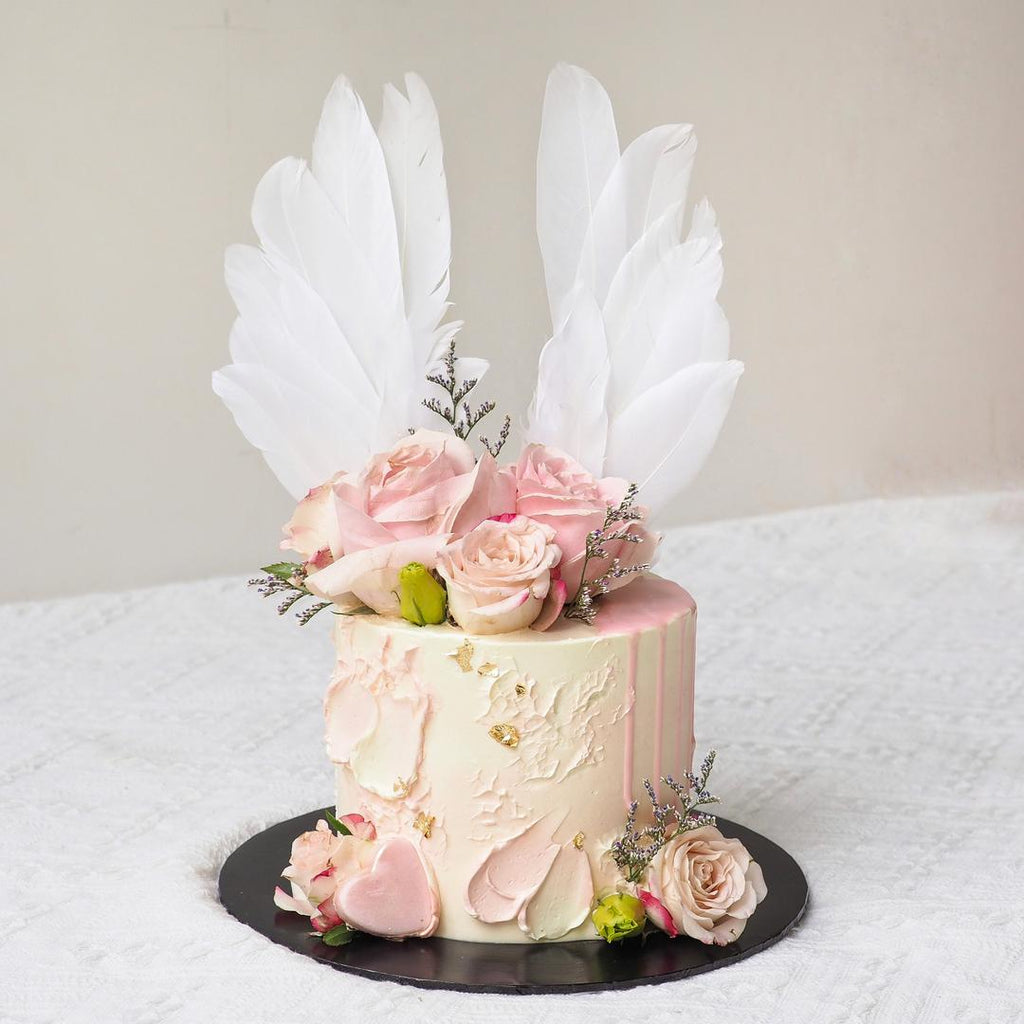 Pink Floral Angel Wing | Elegant Female Floral Cake
