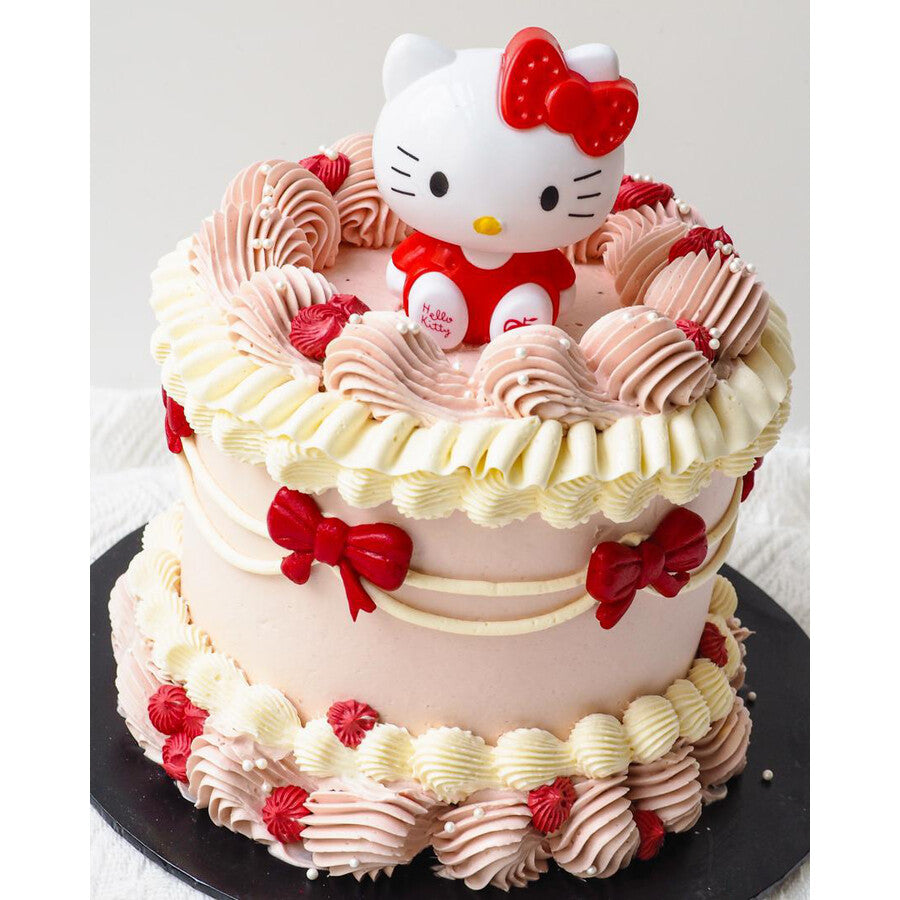 Kitty Red Ribbon Cake | Vintage Buttercream cake