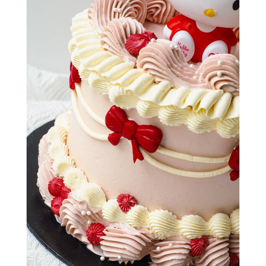 Kitty Red Ribbon Cake | Vintage Buttercream cake