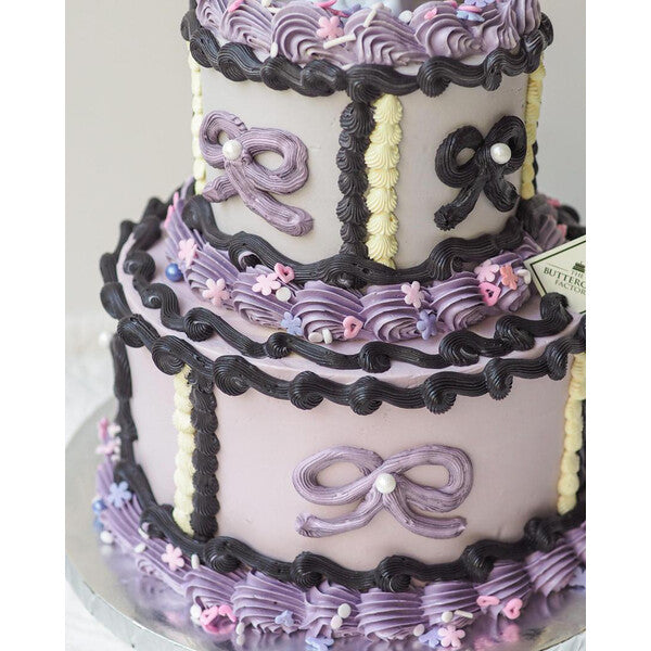 Kuro-kuro Princess 2 Tier Cake | Black and Purple Cat Birthday Cake